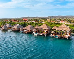 Savaneta Aruba waterfront with overwater restaurants